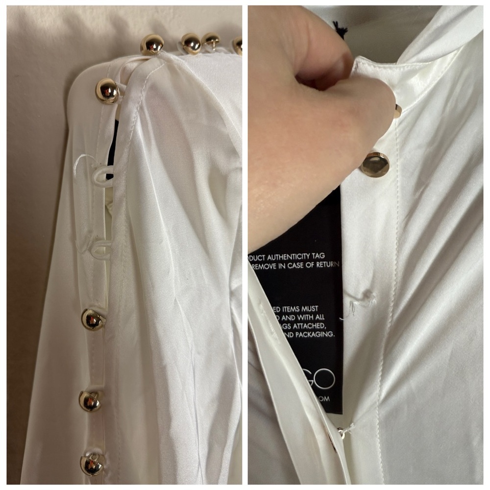 NWT Zhivago Baby Jane Jumpsuit Long Sleeve White Gold Tone Button - Picture 6 of 15